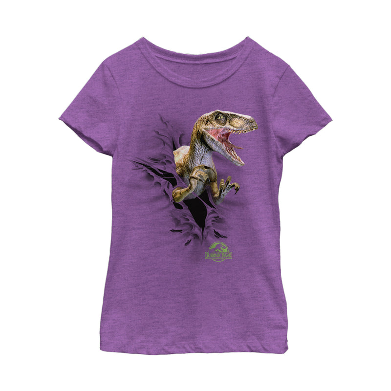 Girl's Jurassic Park Danger Velociraptor Tearing Through T-Shirt