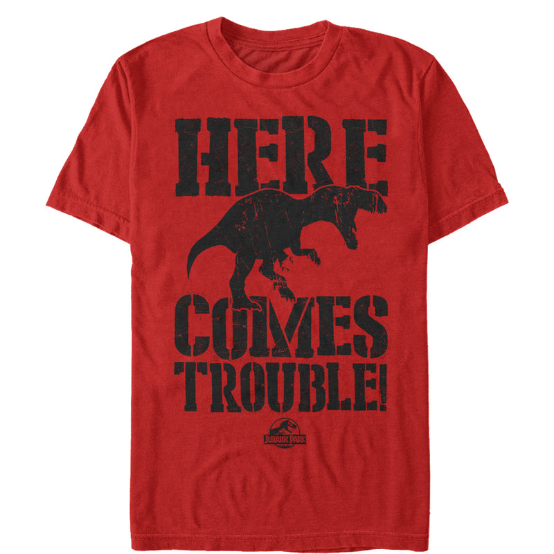 Men's Jurassic Park Here Comes Trouble T-Shirt