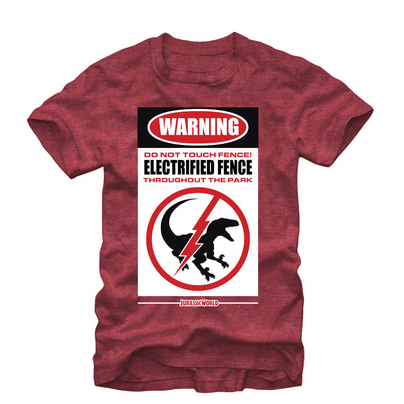 Men's Jurassic World Warning Electrified Fence T-Shirt