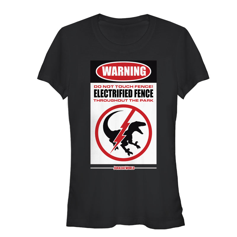 Junior's Jurassic World Warning Electrified Fence T-Shirt