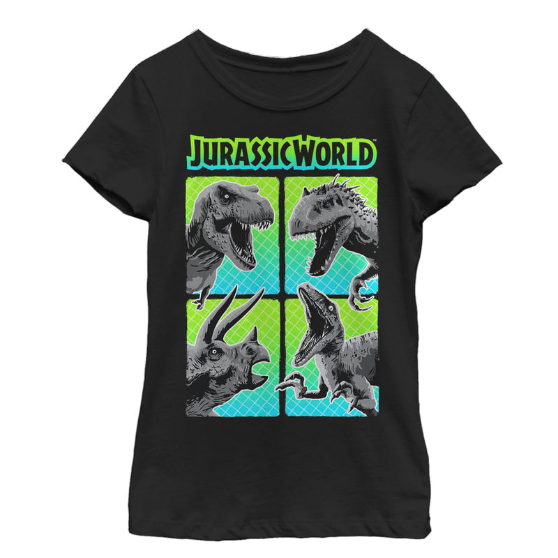 Girl's Jurassic World Dinosaur Panel Battle T-Shirt