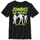 Boy's Lost Gods Halloween Zombies Eat Brains Silhouette T-Shirt