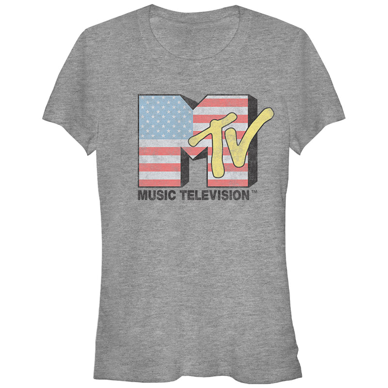 Junior's MTV American Flag Logo T-Shirt