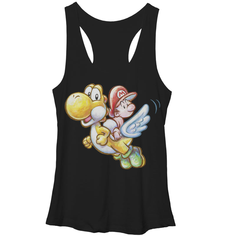 Women's Nintendo Yoshi's New Island Flying Racerback Tank Top