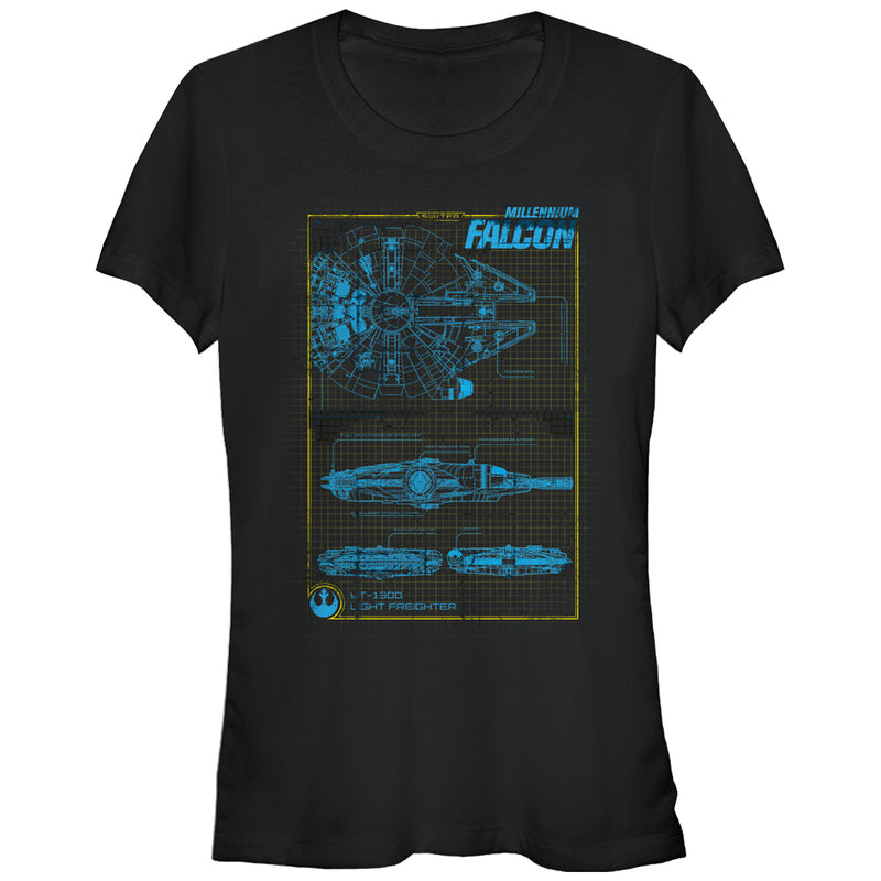 Junior's Star Wars The Force Awakens Millennium Falconprint T-Shirt