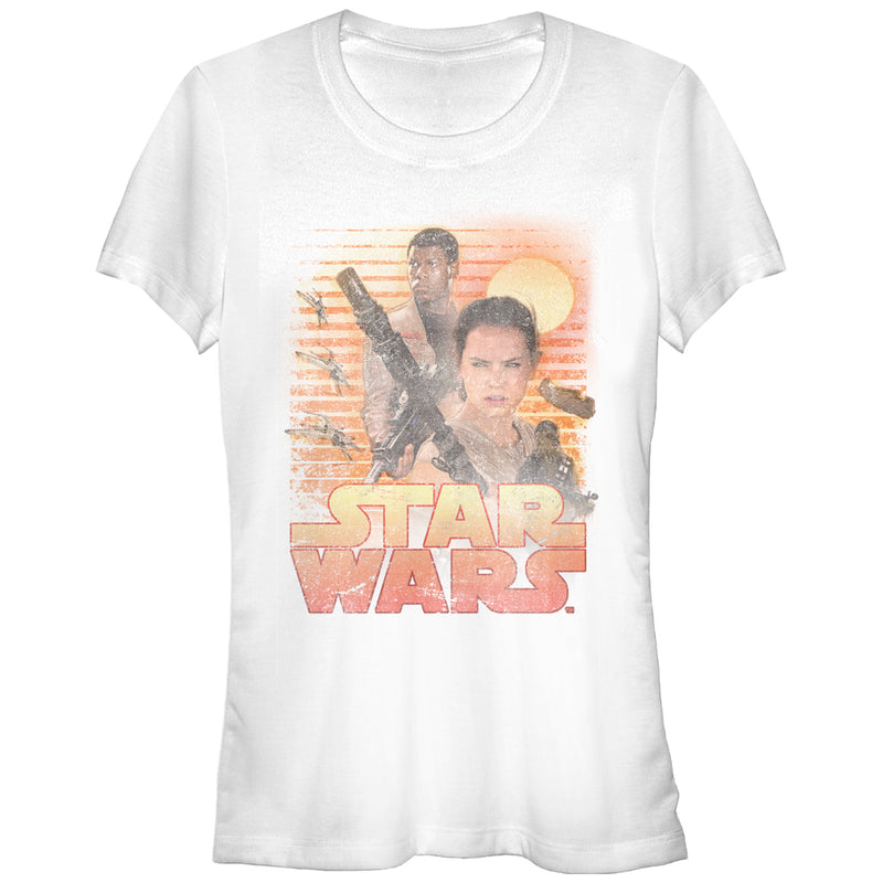 Junior's Star Wars The Force Awakens Classic Rey and Finn T-Shirt
