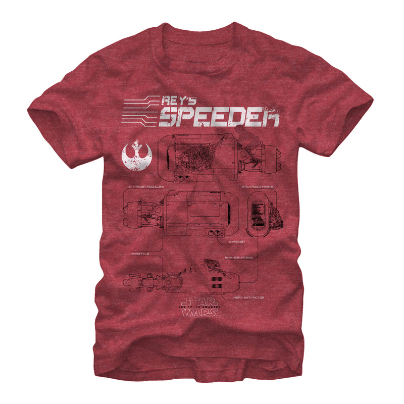 Men's Star Wars The Force Awakens Rey's Speeder Schematics T-Shirt