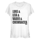 Junior's Star Wars Luke Leia Vader Chewbacca T-Shirt