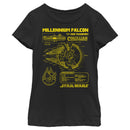 Girl's Star Wars Millennium Falcon Schematics T-Shirt