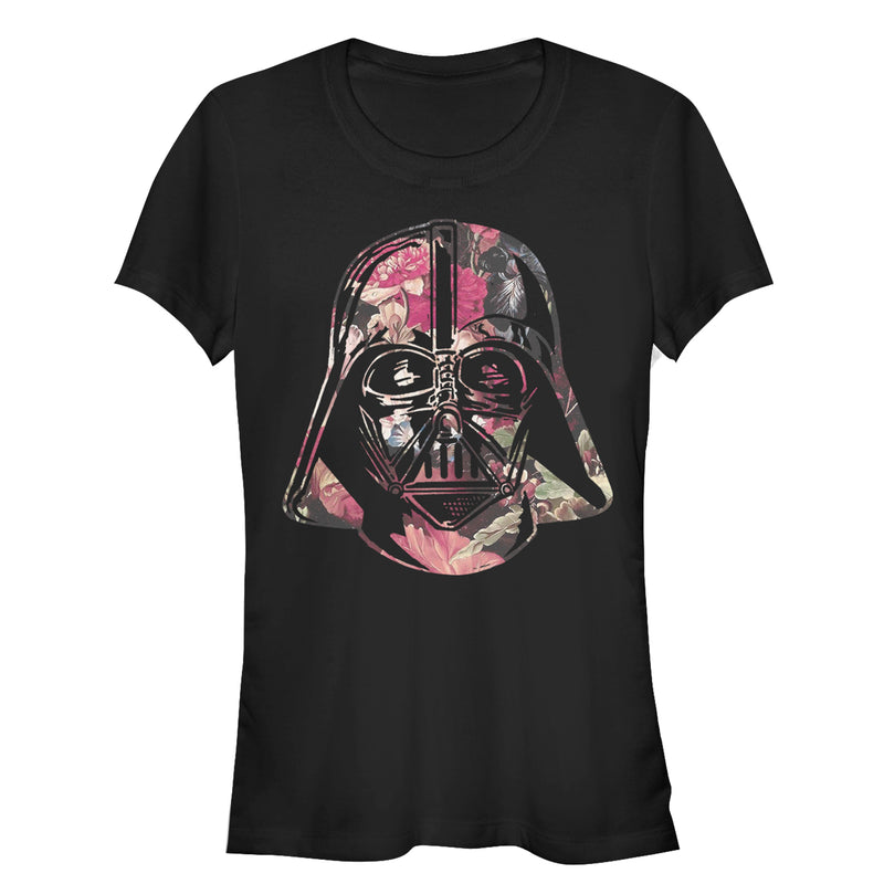 Junior's Star Wars Floral Print Vader T-Shirt