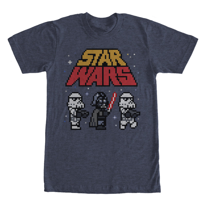 Men's Star Wars Pixel Darth Vader and Stormtroopers T-Shirt