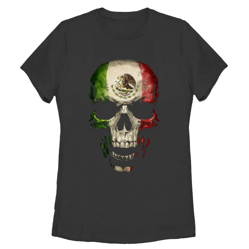 Women's Aztlan Mexican Flag Skull T-Shirt