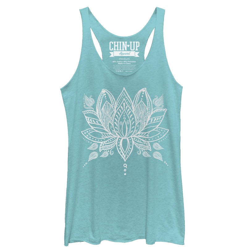 Women's CHIN UP Henna Lotus Flower Racerback Tank Top