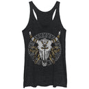 Women's Lost Gods Cow Skull With Feathers Racerback Tank Top