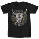 Men's Lost Gods Cow Skull With Feathers T-Shirt