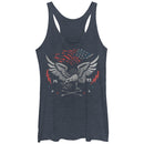 Women's Lost Gods Fourth of July  American Flag Eagle 1973 Racerback Tank Top