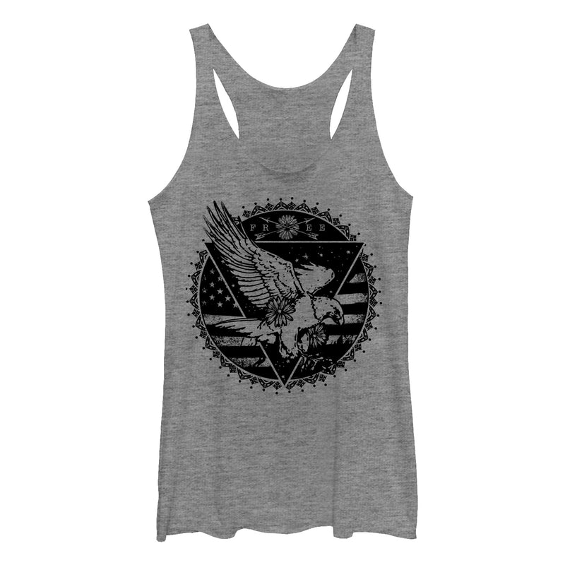 Women's Lost Gods Fourth of July  American Flag Eagle Pattern Racerback Tank Top