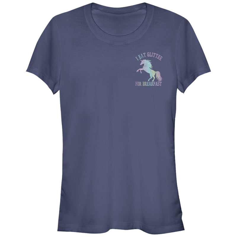 Junior's Lost Gods Glitter Breakfast Unicorn T-Shirt