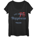 Women's Lost Gods Fourth of July  Life Liberty Happiness Freedom Scoop Neck