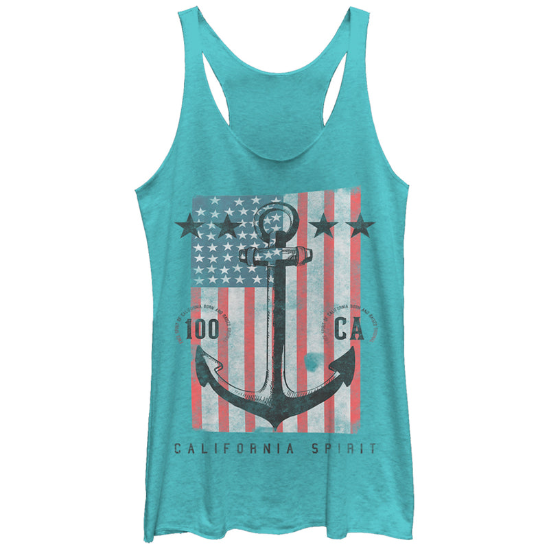 Women's Lost Gods Fourth of July  Anchor American Flag Racerback Tank Top