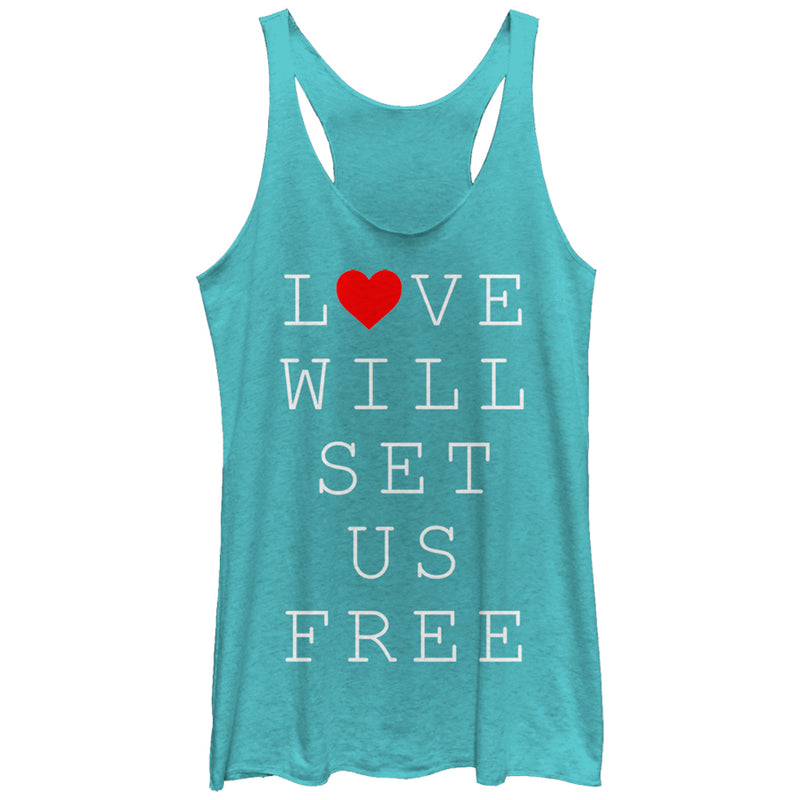 Women's Lost Gods Love Will Set Us Free Racerback Tank Top