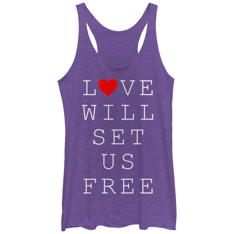 Women's Lost Gods Love Will Set Us Free Racerback Tank Top