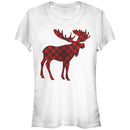 Junior's Lost Gods Christmas Plaid Moose T-Shirt