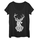 Women's Lost Gods Reindeer Winter Theme Scoop Neck