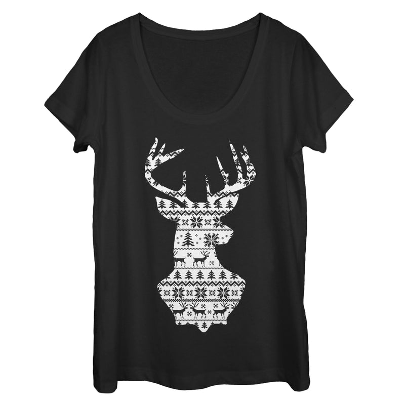 Women's Lost Gods Reindeer Winter Theme Scoop Neck