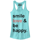 Junior's CHIN UP Smile Love Be Happy Racerback Tank Top