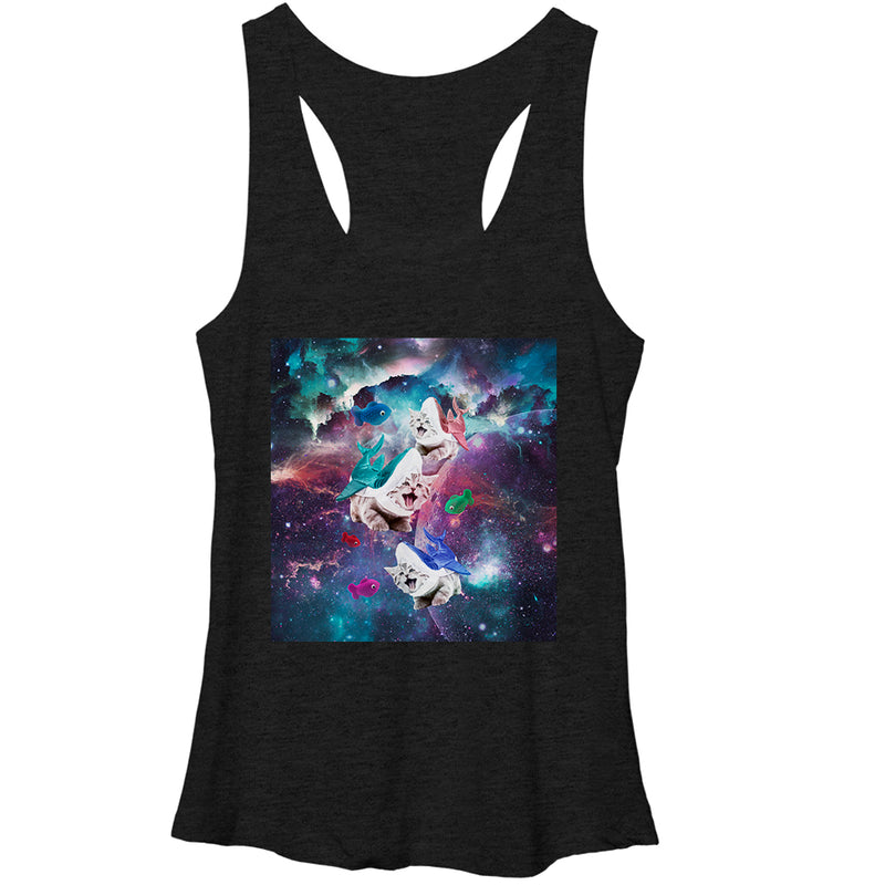 Women's Lost Gods Shark Kittens in Space Racerback Tank Top