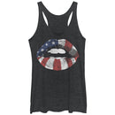 Women's Lost Gods Fourth of July  American Flag Kiss Racerback Tank Top