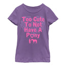 Girl's CHIN UP Too Cute to Not Have a Pony T-Shirt