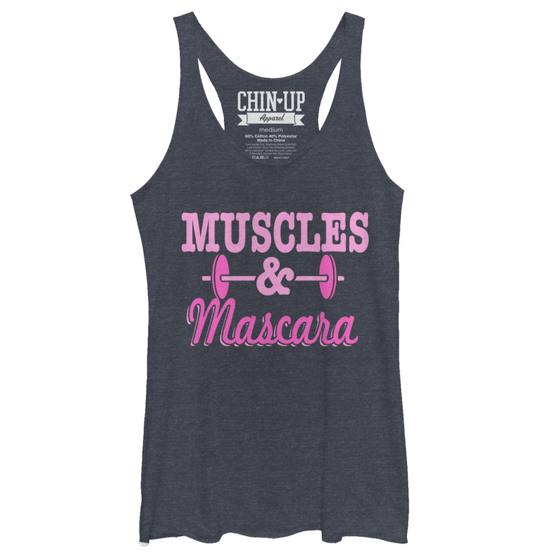 Women's CHIN UP Barbell Muscles and Mascara Racerback Tank Top