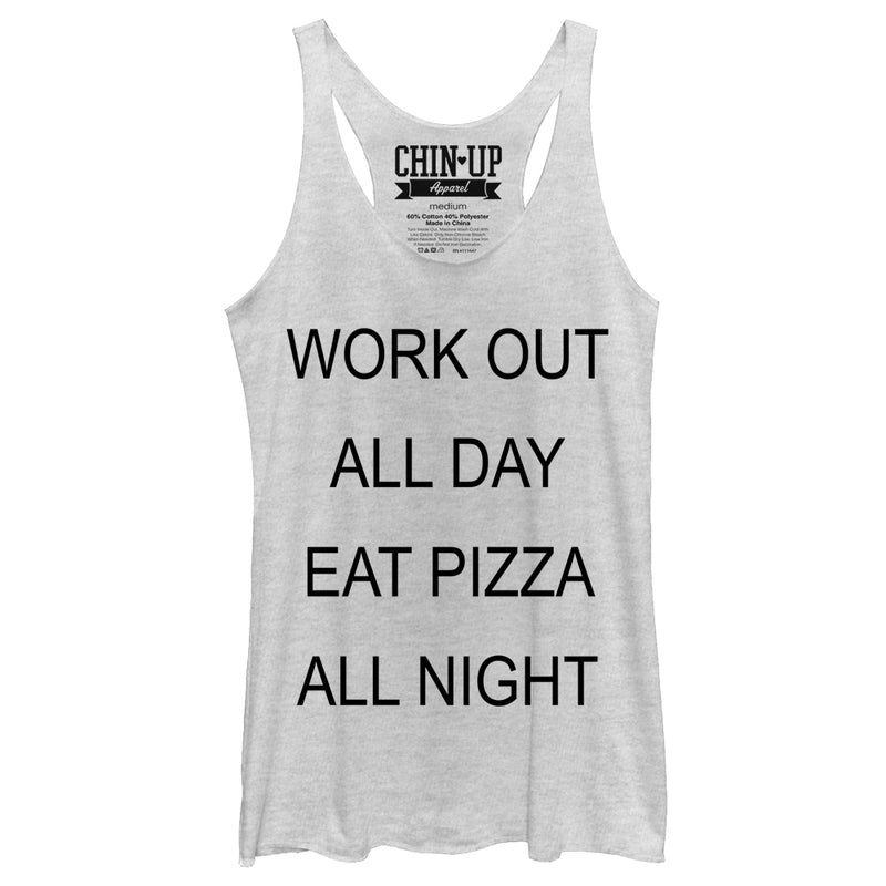 Women's CHIN UP Eat Pizza All Night Racerback Tank Top