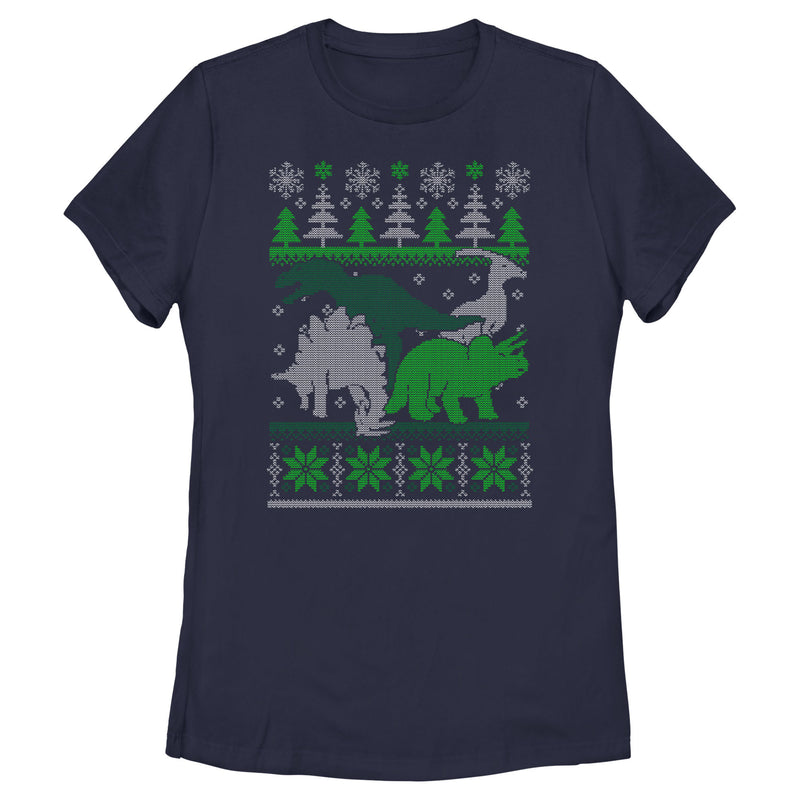 Women's Lost Gods Dinosaur Ugly Christmas Sweater T-Shirt