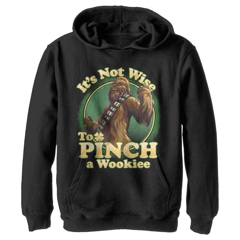 Boy's Star Wars St. Patrick's Day It's Not Wise To Pinch A Wookie Pull Over Hoodie