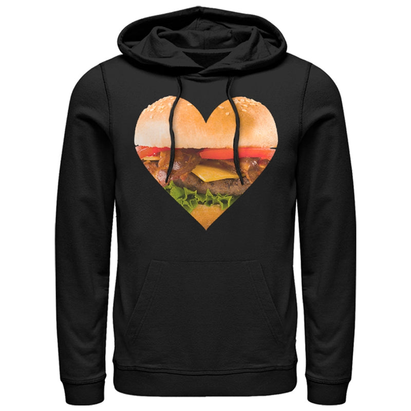Men's Lost Gods Bacon Cheeseburger Heart Pull Over Hoodie