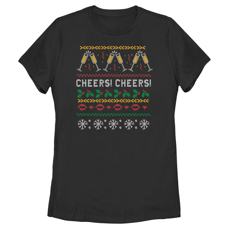 Women's CHIN UP Ugly Christmas Cheers T-Shirt