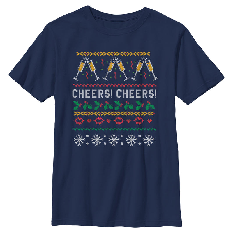 Boy's CHIN UP Ugly Christmas Cheers T-Shirt