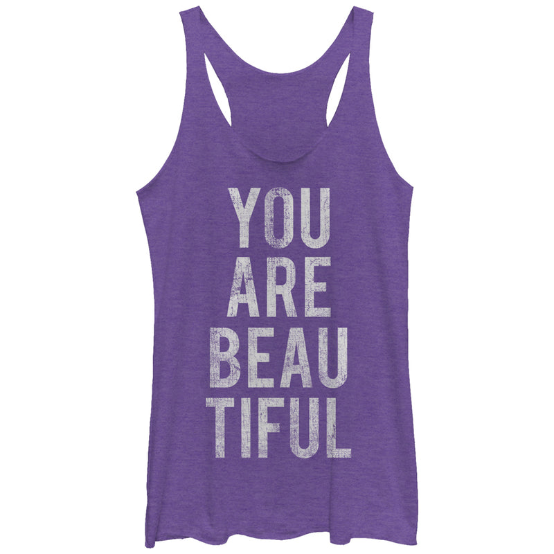 Women's CHIN UP You are Beautiful Vertical Racerback Tank Top