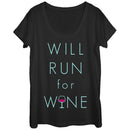 Women's CHIN UP Will Run For Wine Glass Scoop Neck