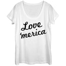 Women's Lost Gods Fourth of July  Love Merica Scoop Neck