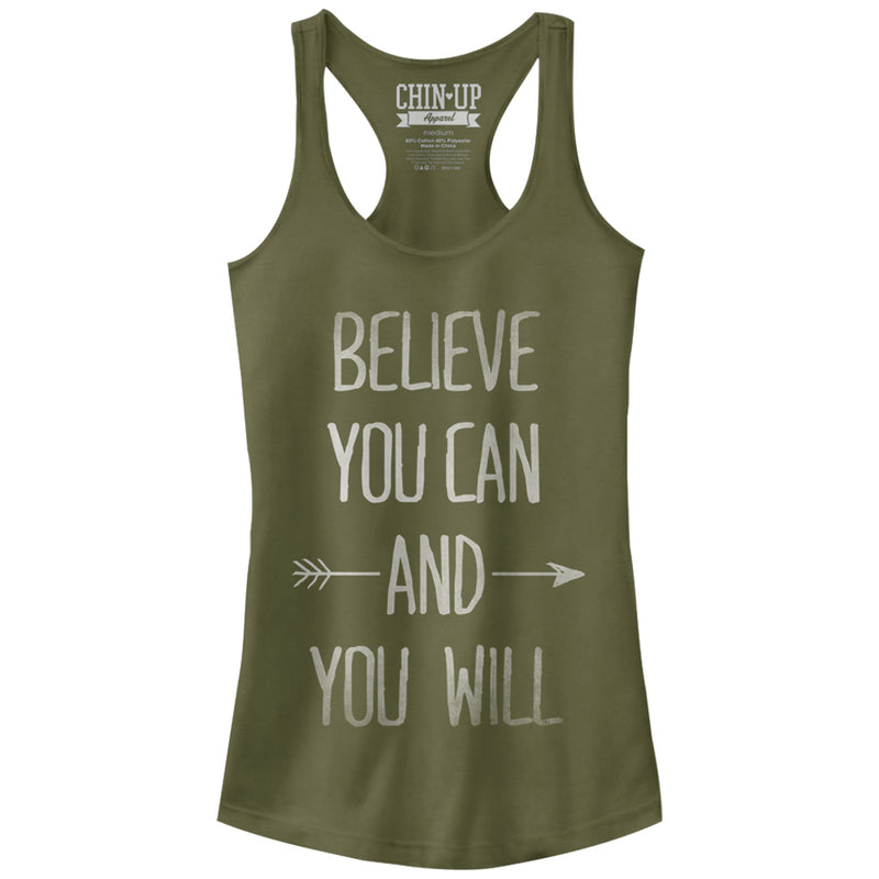 Junior's CHIN UP Believe You Can and You Will Racerback Tank Top