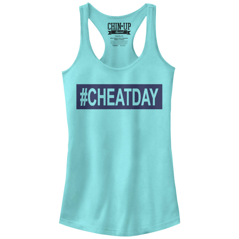 Junior's CHIN UP Hashtag Cheat Day Racerback Tank Top