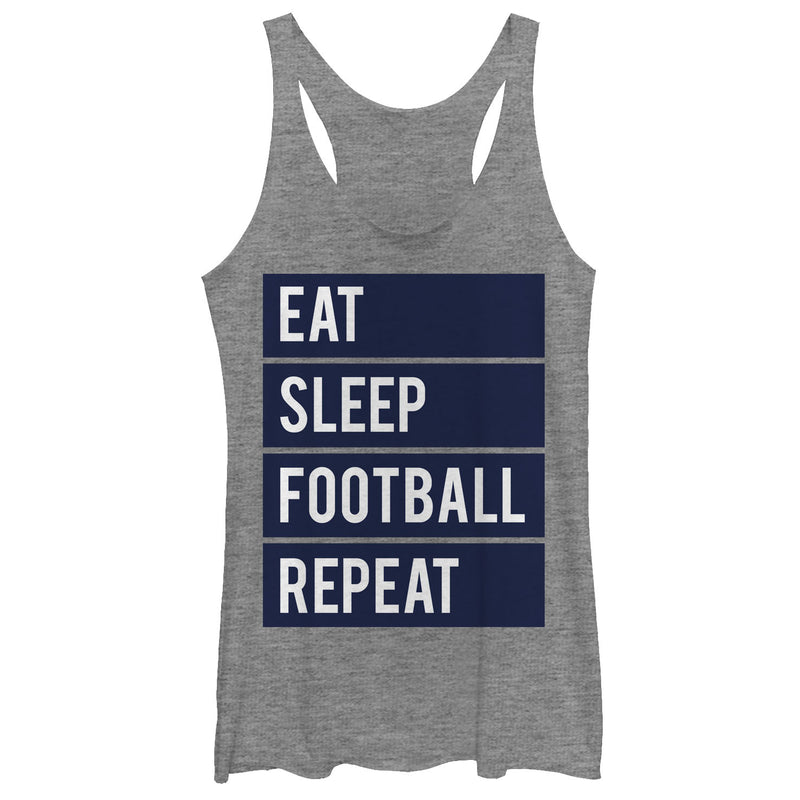 Women's CHIN UP Eat Sleep Football Repeat Racerback Tank Top