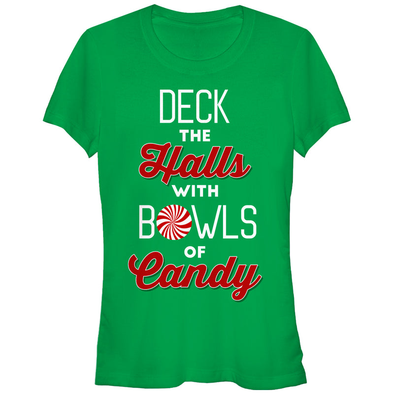 Junior's CHIN UP Christmas Candy Deck the Halls T-Shirt