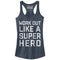 Junior's CHIN UP Work Out Like a Super Hero Racerback Tank Top