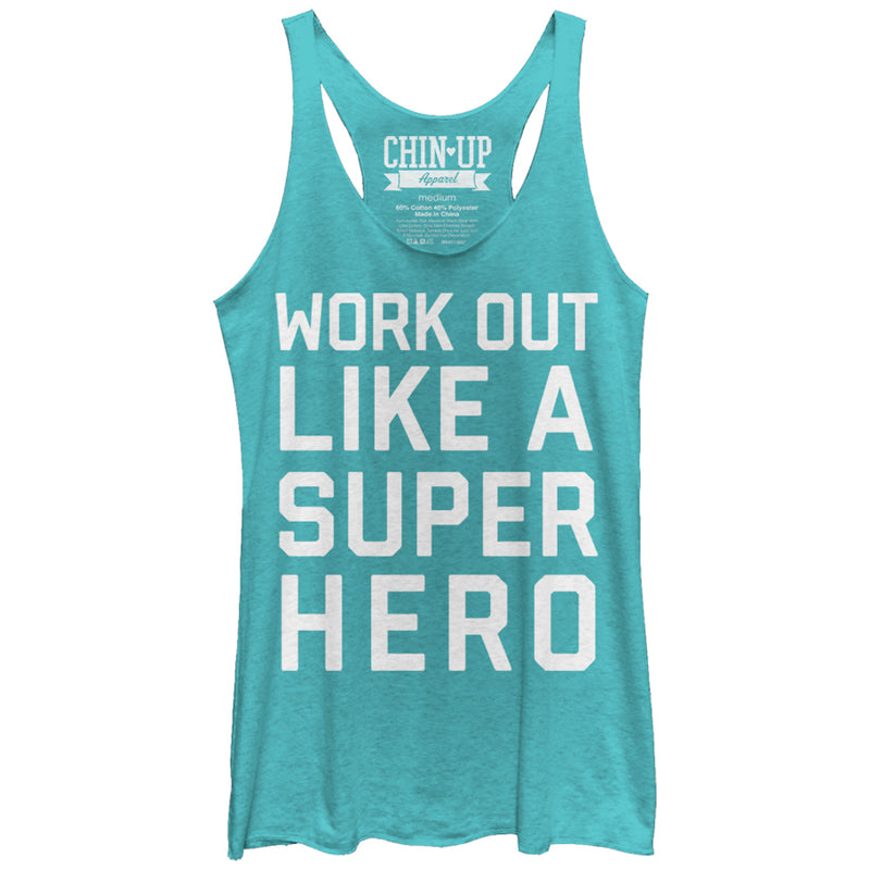 Women's CHIN UP Work Out Like a Super Hero Racerback Tank Top