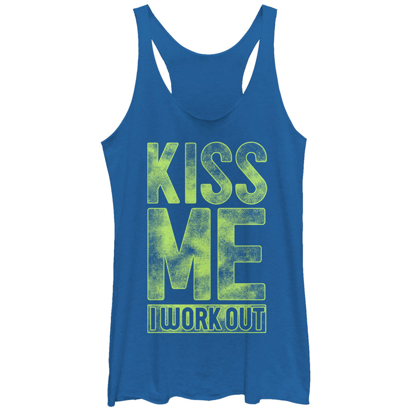 Women's CHIN UP Kiss Me I Work Out Racerback Tank Top